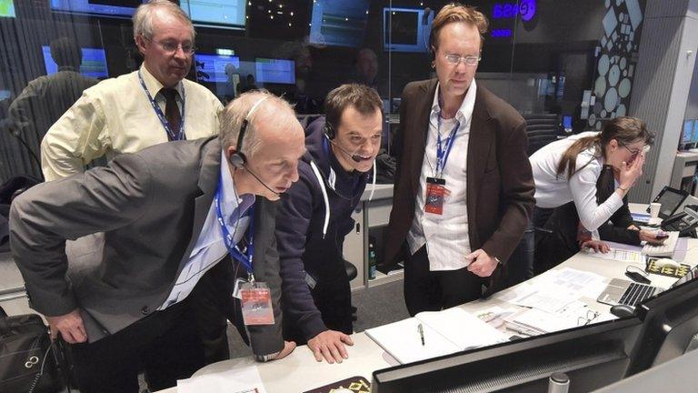 European Space Agency (ESA) headquarters in Darmstadt, during the successful landing of the Philae lander on comet 67P/ Churyumov-Gerasimenko