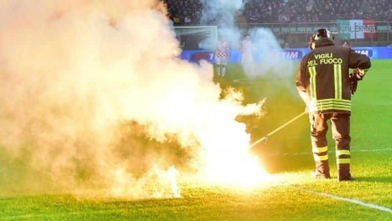 Italy v Croatia flares