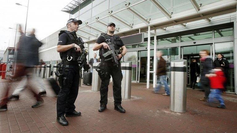 Armed police at Edinburgh Airport