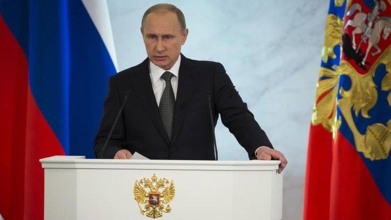 Russian President Vladimir Putin speaking in Moscow, 4 December