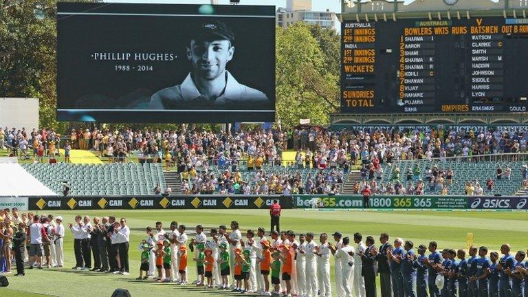 Tributes to Phillip Hughes at Adelaide Oval