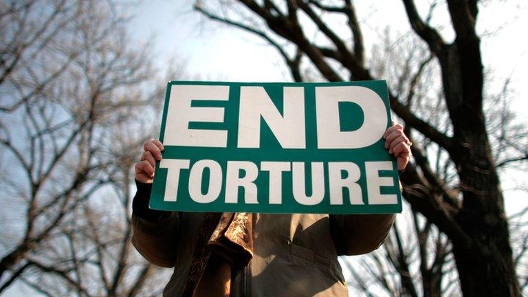 Anti-torture protester in Washington, file pic