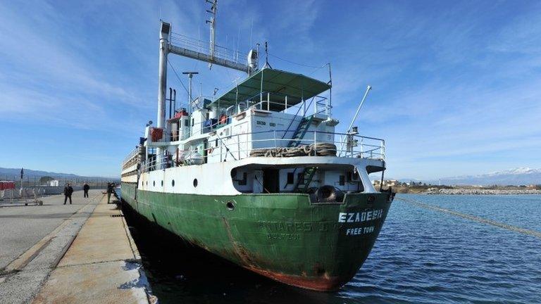 The Ezadeen moored in Corigliano Calabro, Italy, 3 January