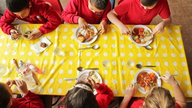 Children eating school food