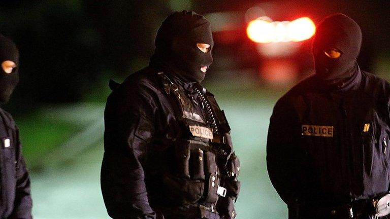 Police in Longpont, northern France, 8 January