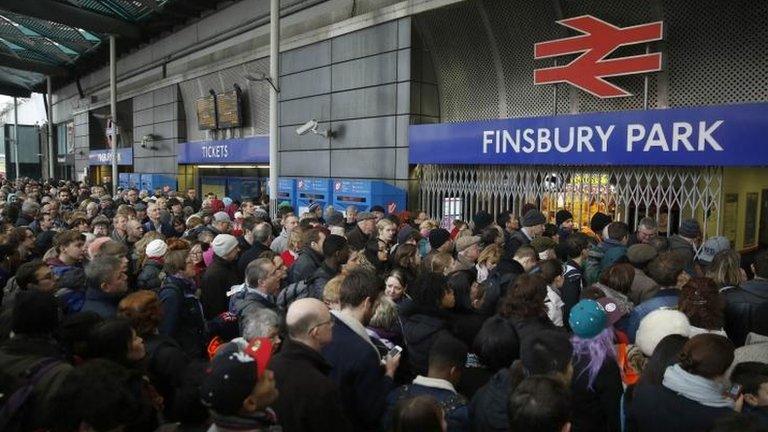 Passengers waiting at Finsbury Park