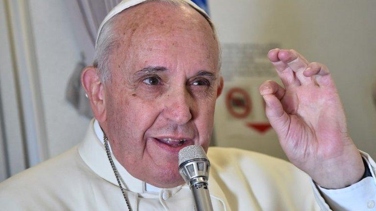 Pope Francis on his plane from Manila to Rome, 19 January