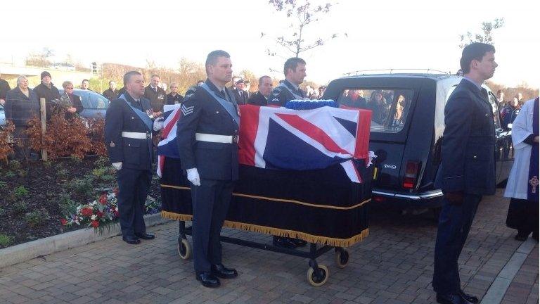 Mr Nutbrown's coffin was draped in the Union flag