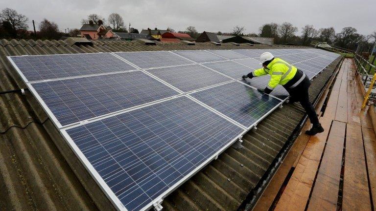 Solar panels on cowshed