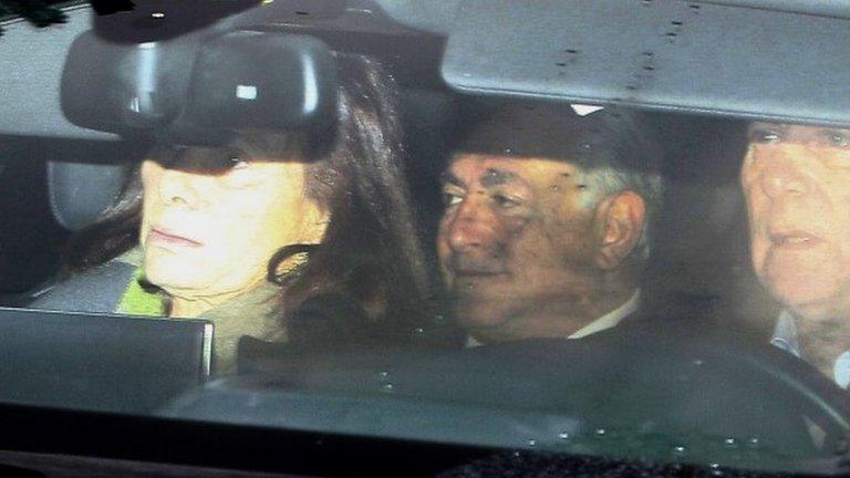 Dominique Strauss-Kahn, centre, arrives at a Lille courthouse on 10 February, a trial involving an alleged prostitution ring.