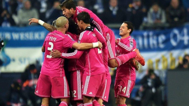 Real Madrid players celebrate