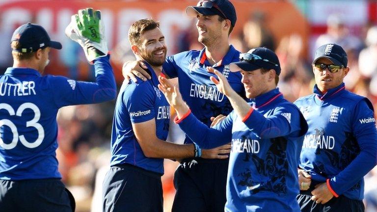 England team mates celebrate