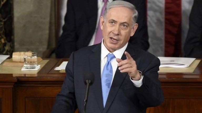 Israeli Prime Minister Benjamin Netanyahu speaks before a joint meeting of Congress on Capitol Hill in Washington 3 March 2015