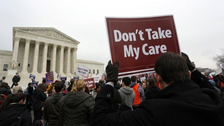 Protesters outside the Supreme Court