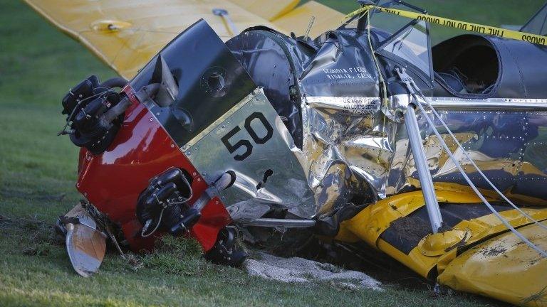 The plane in which Harrison Ford made an emergency landing in at Penmar Golf Course in Venice, California - 5 March 2015