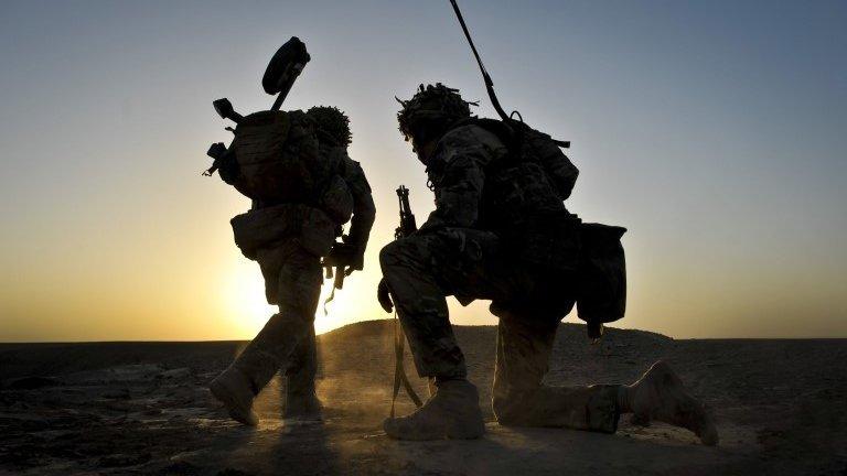 Two British soldiers in Afghanistan