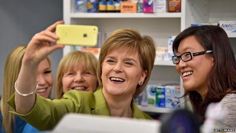 Nicola Sturgeon visiting a pharmacy in Edinburgh