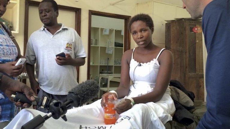 Cynthia Cheroitich in hospital after her rescue - 4 April