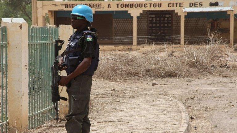 UN peacekeeper in Timbuktu, Mali, 8 April