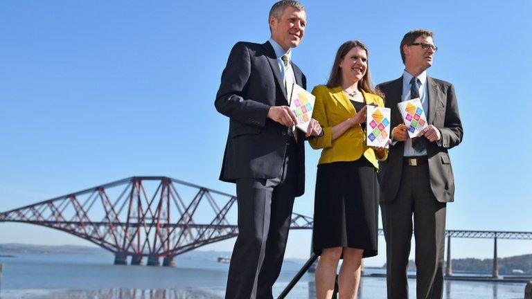 Scottish Lib Dem leader Willie Rennie, and candidates Jo Swinson and Mike Crockart launch their party's manifesto