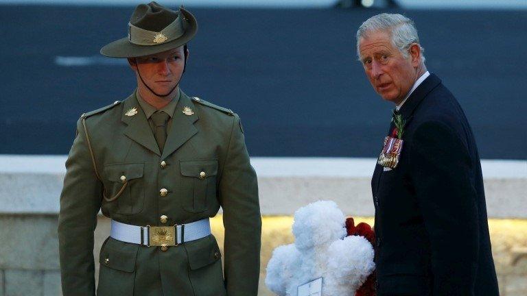 Prince Charles lays a wreath