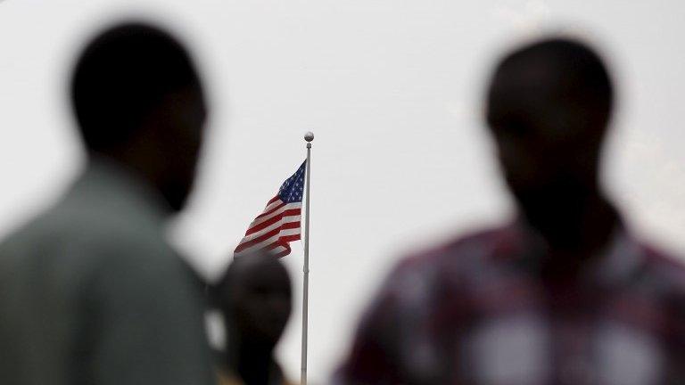 Students from a Burundi university camp outside the U.S. embassy in the capital Bujumbura, May 1, 2015.