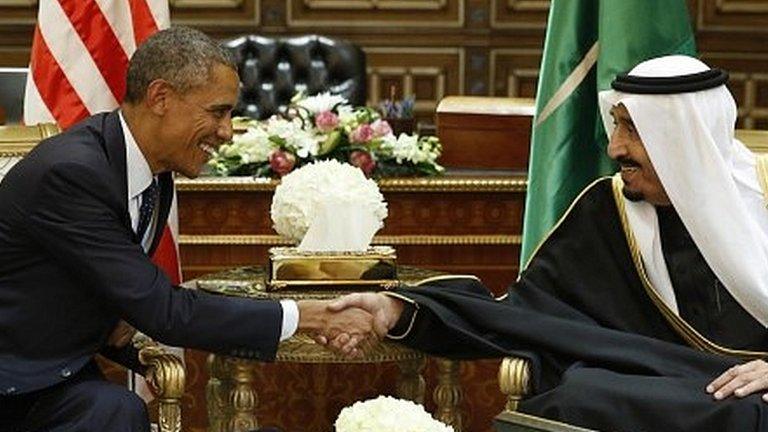 President Obama and King Salman shaking hands