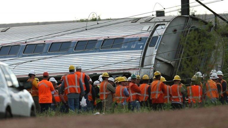 Rescue workers at the crash scene.