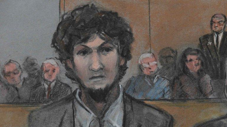 Dzhokhar Tsarnaev, shown in a court sketch as the jury returned its sentence