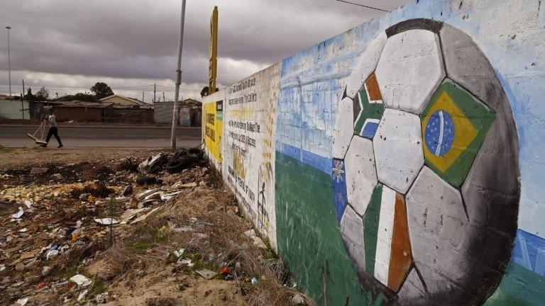 Soccer ball showing flags of different Fifa nations, 28 May 2015