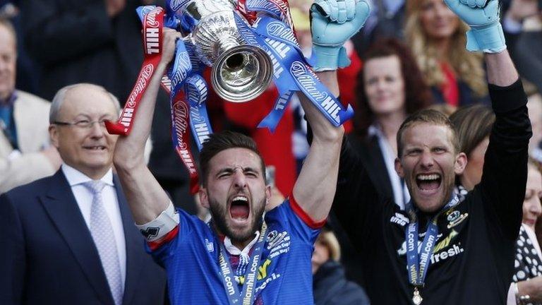 Inverness Caledonian Thistle players with the Scottish Cup