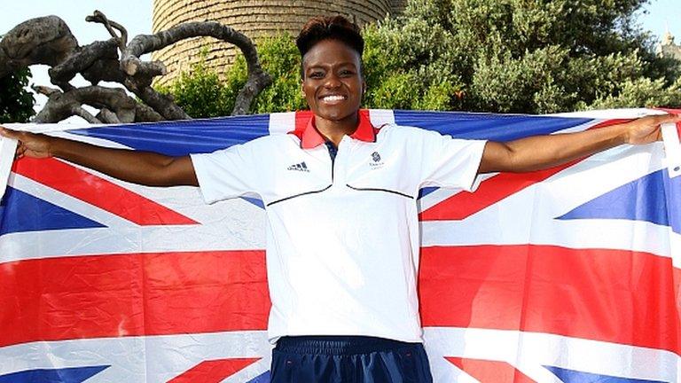 Team GB flagbearer Nicola Adams