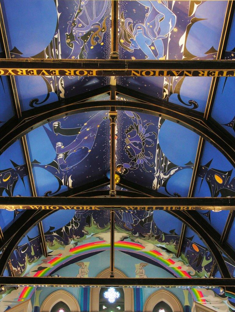 The auditorium mural by Alasdair Gray