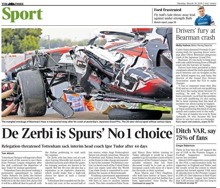 The Times back page