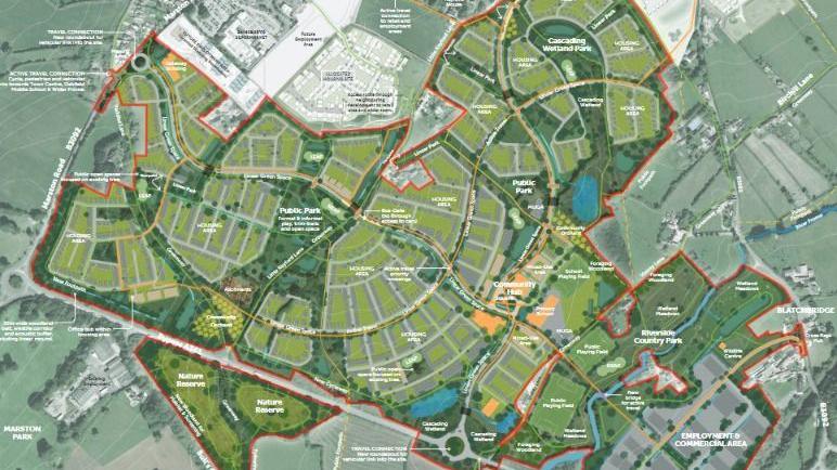 Map of Frome and the proposed building plans