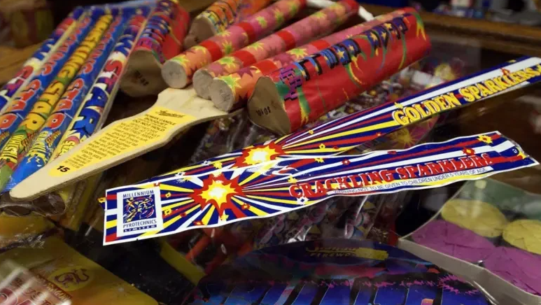 A collection of fireworks piled on one another