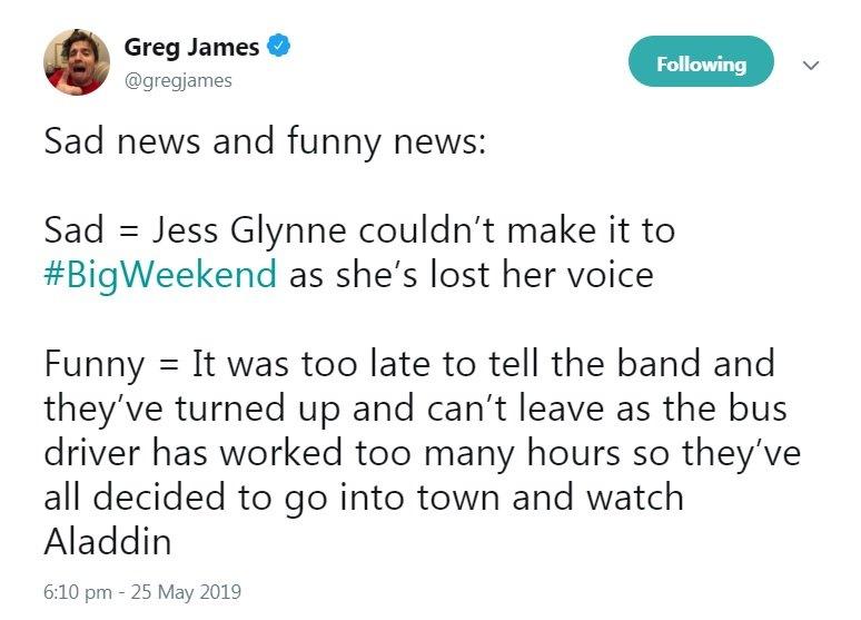 Greg James twitter.