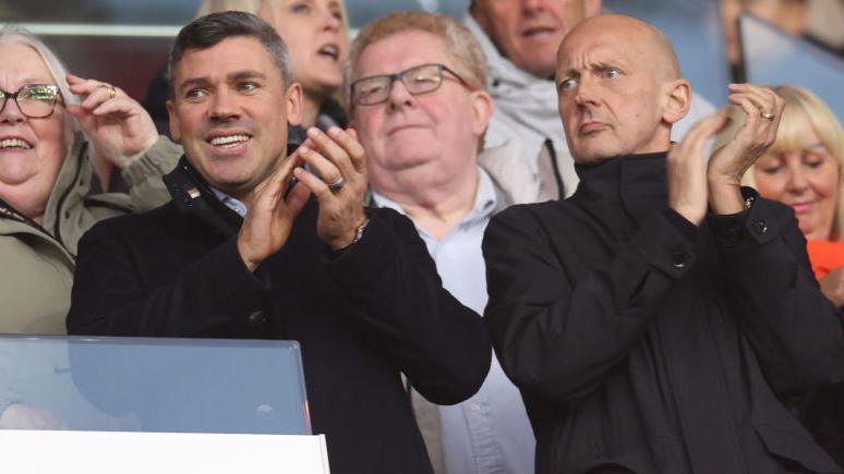 Stoke sporting director Jon Walters (left) with chair John Coates  