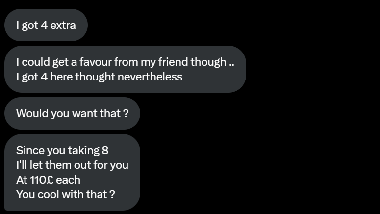 A screenshot of a conversation the BBC had with one of the X profiles.