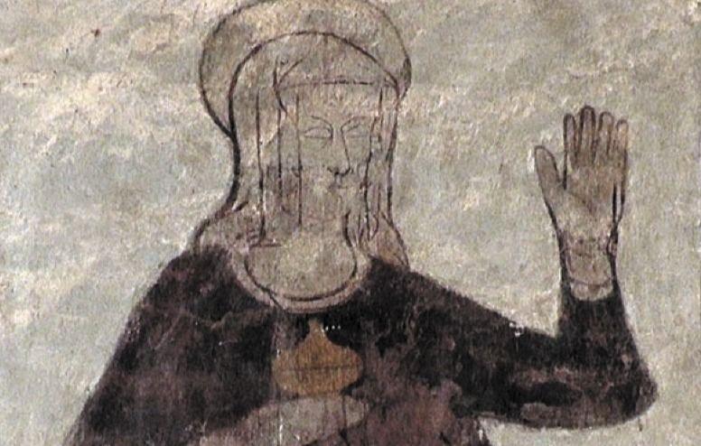 A 13th Century wall painting of St Mary Magdalene at St Illtud's Church
