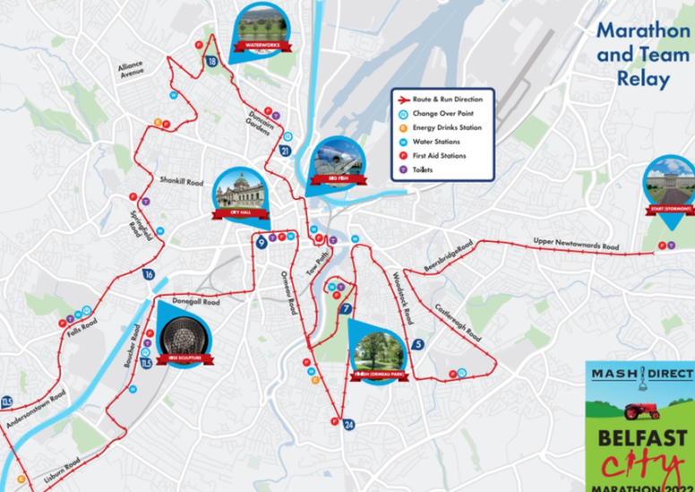 Belfast City Marathon route 2022