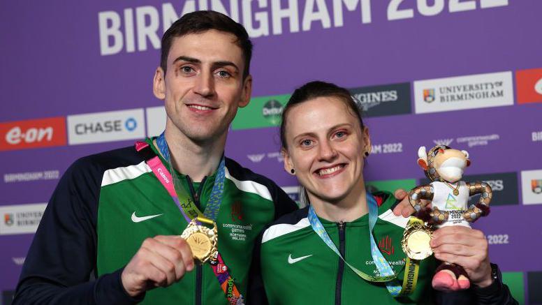 Aidan and Michaela Walsh with their gold medals from the 2022 Commonwealth Games
