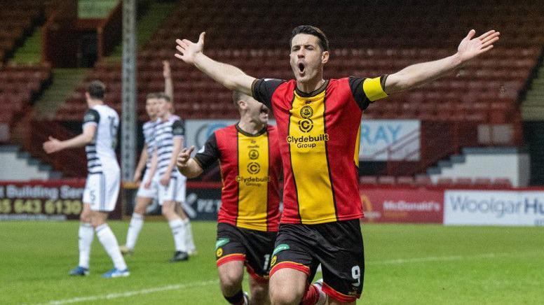 Brian Graham celebrates his first goal at Firhill