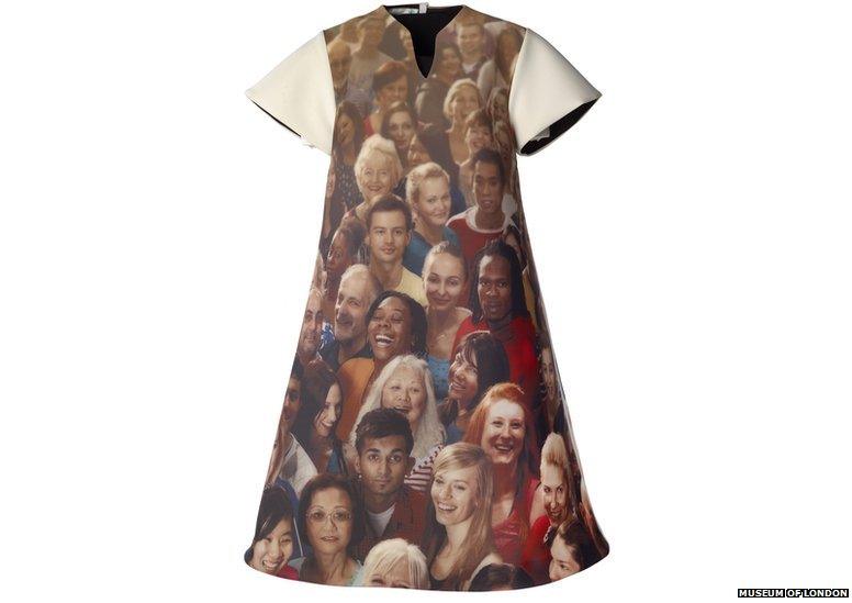Dress with many games maker faces on