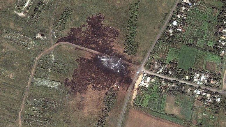 Satellite image of debris field