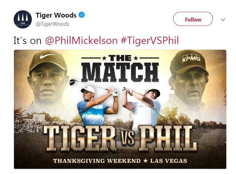 Tiger Woods announced the match on Twitter