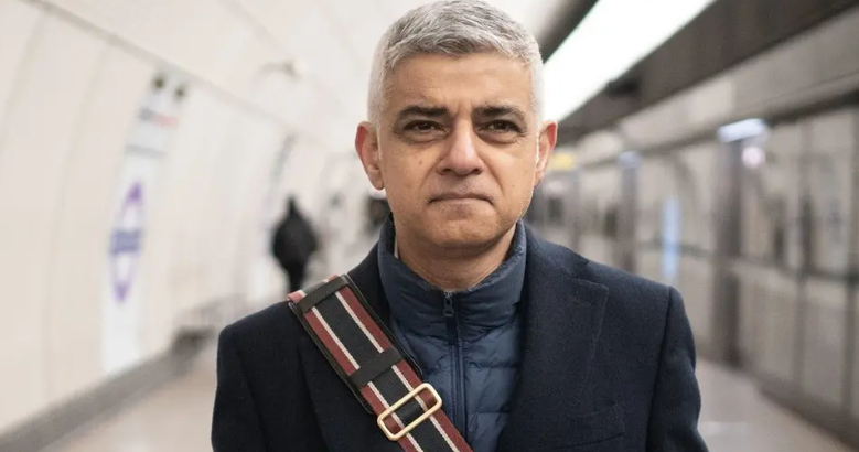 Sadiq Khan at an Elizabeth line station