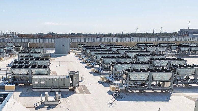 Cooling vents on the roof of a datacentre