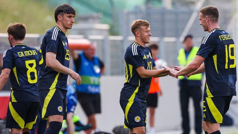 Scotland's Billy Gilmour, Kieron Bowie, Connor Barron and Lewis Ferguson