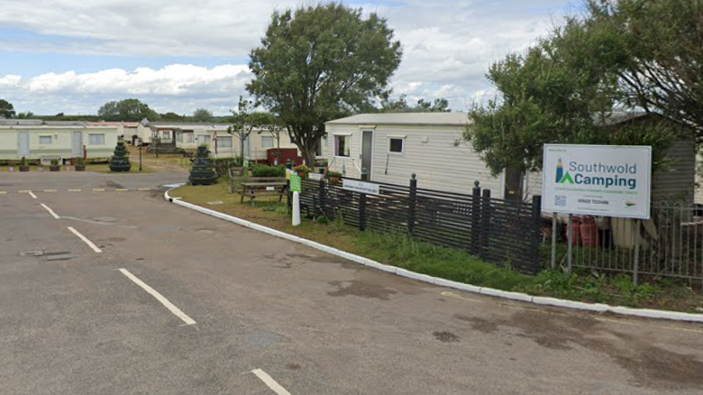 A Google Streetview Image of the entrance to the Southwold caravan park